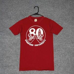 Vintage 70s Stanford University T Shirt Mens S Red Preppy 50/50 Collegiate